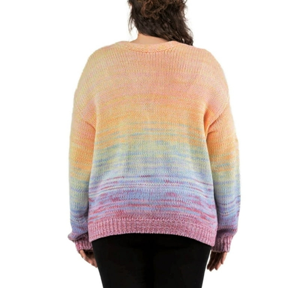 Pastel rainbow cable knit button down the front cardigan XL office Spring - Picture 5 of 7